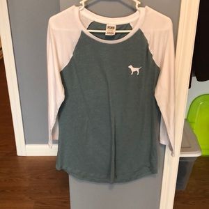 three-quarter length PINK shirt